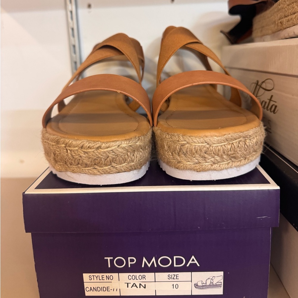 TOP Moda Tan Espadrille Sandals